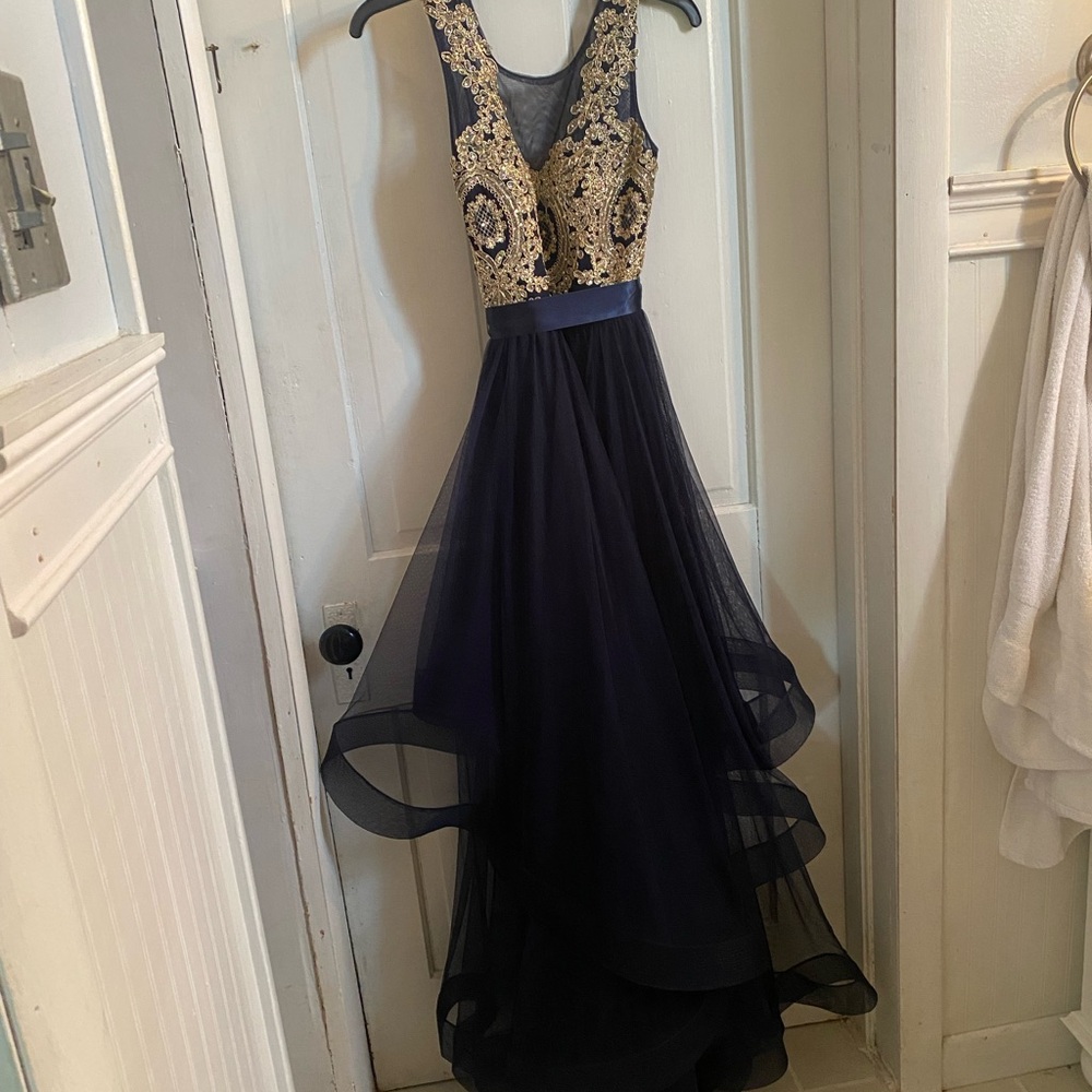 Navy and Gold Elegant Dress